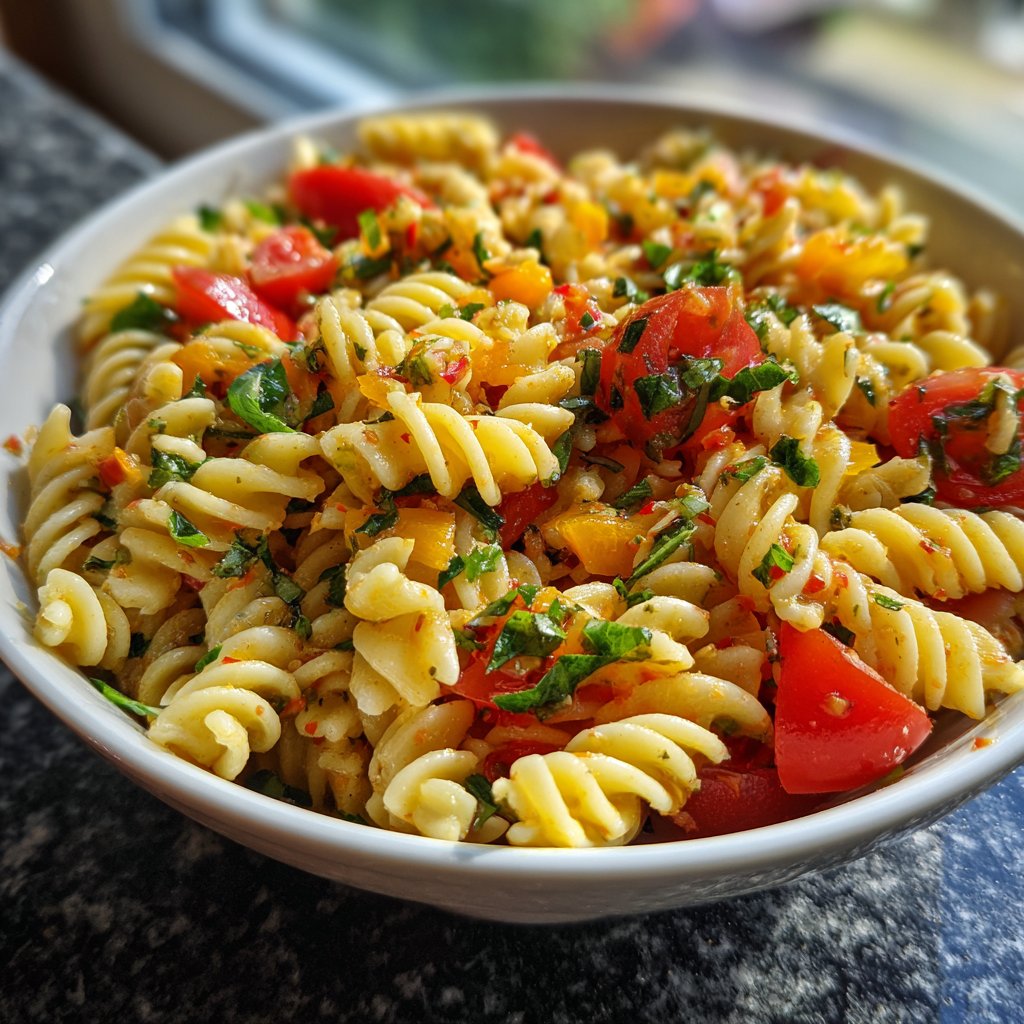 Mediterraner Nudelsalat Mit Tomaten