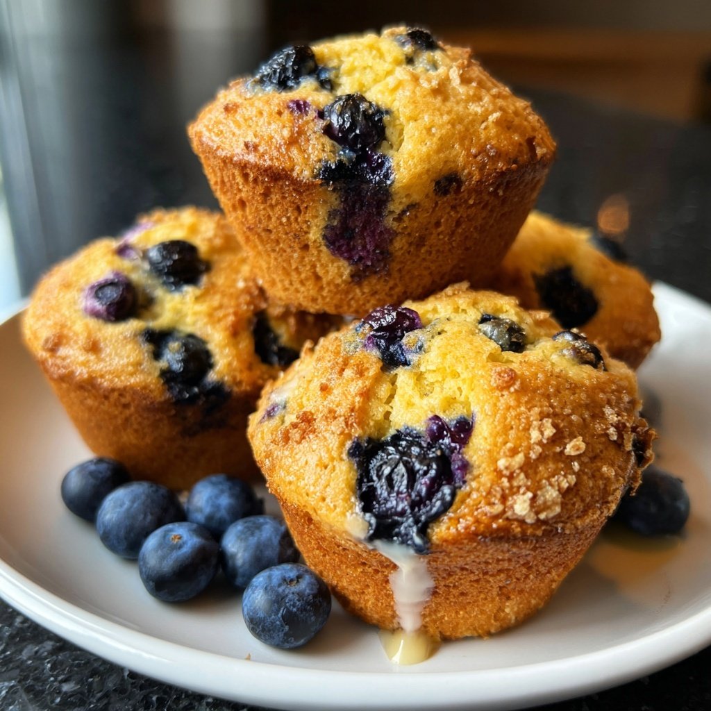 Lockere Blaubeermuffins wie vom Bäcker
